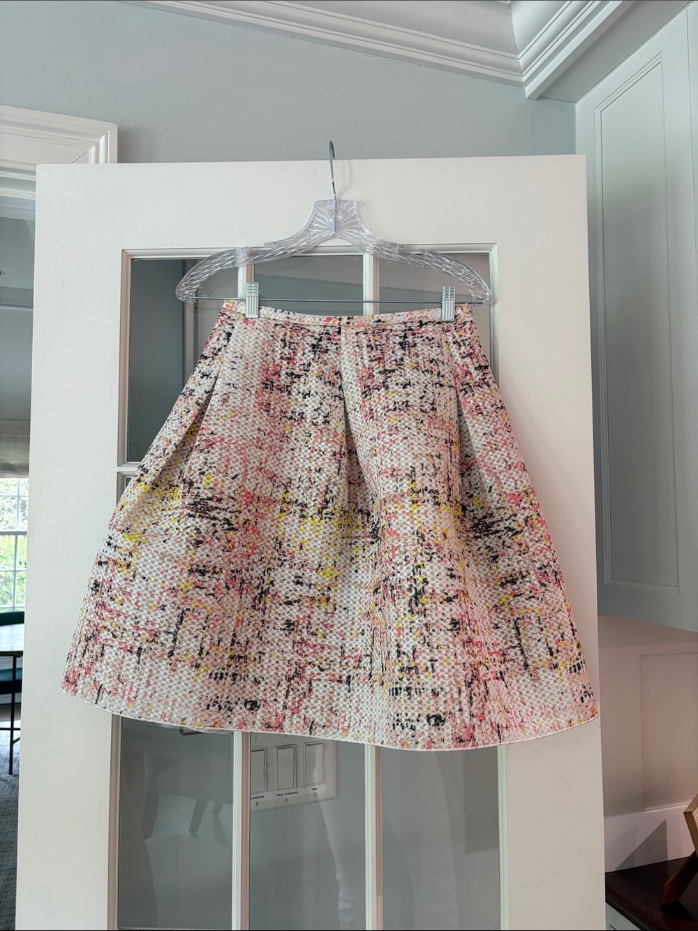 Pleated Circle Skirt in Pink Multi Tweed